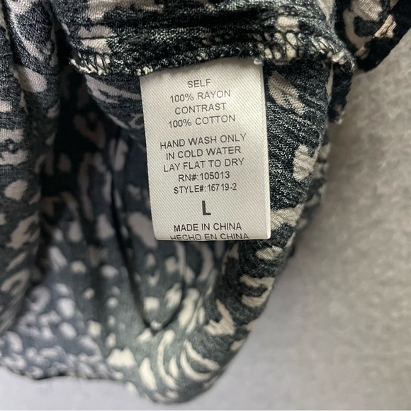 Savanna Jane Notch Neck Boho Leopard Print with Floral Embroidery in Black - Picture 7 of 8